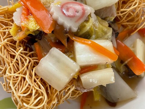 白菜たっぷり、皿うどん。